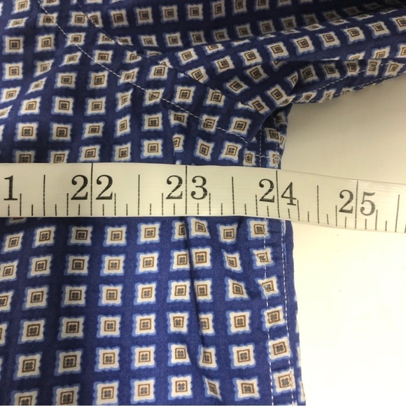Bugatchi Blue Checkered Geometric Casual Button Down Shirt Classic Fit Size L - Picture 9 of 10
